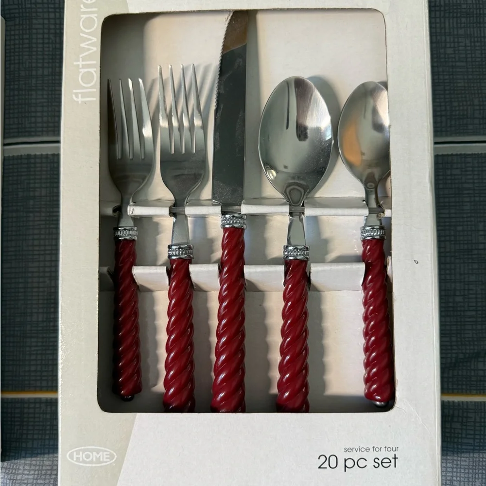 🏡NWOT Still in the box Wine/Silver Flatware Set - TWO BOXES- 20 Piece each box